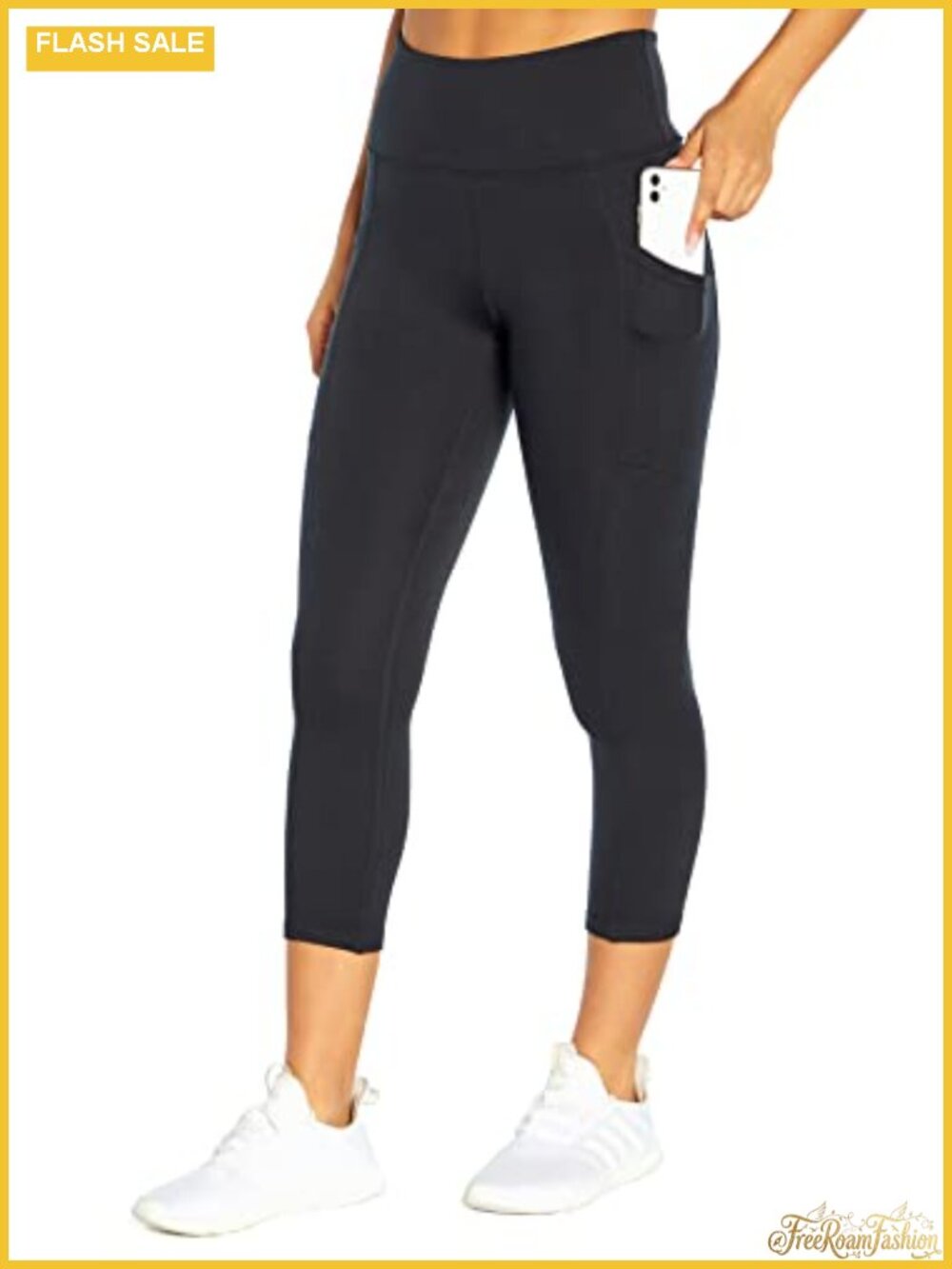 High Rise Capri Legging with Pockets Polyester Spandex Activewear